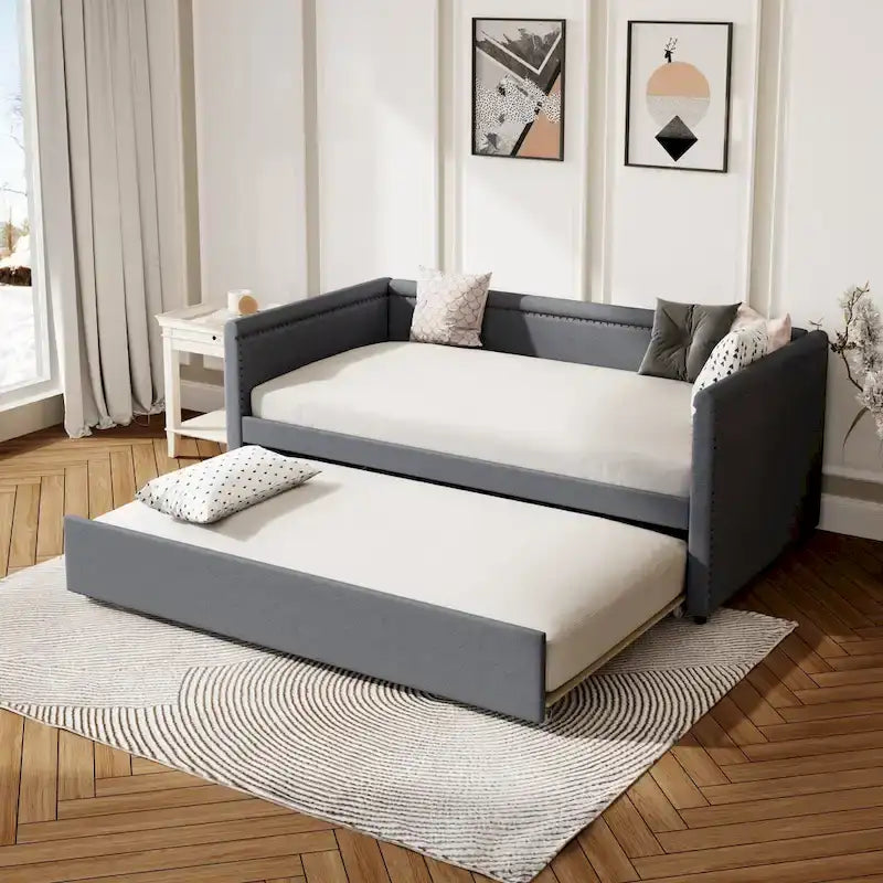 Upholstered Twin Daybed with Trundle