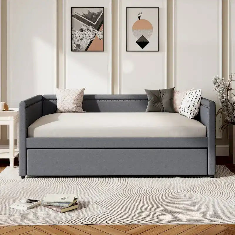 Upholstered Twin Daybed with Trundle