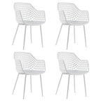 Costway Modern Dining Chair Set of 4 Plastic Shell Hollow withMetal