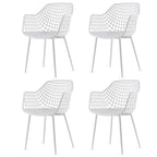 Costway Modern Dining Chair Set of 4 Plastic Shell Hollow withMetal