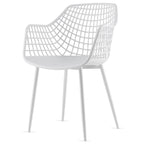 Costway Modern Dining Chair Set of 4 Plastic Shell Hollow withMetal