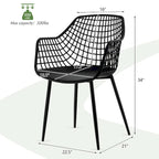Costway Modern Dining Chair Set of 4 Plastic Shell Hollow withMetal