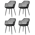 Costway Modern Dining Chair Set of 4 Plastic Shell Hollow withMetal