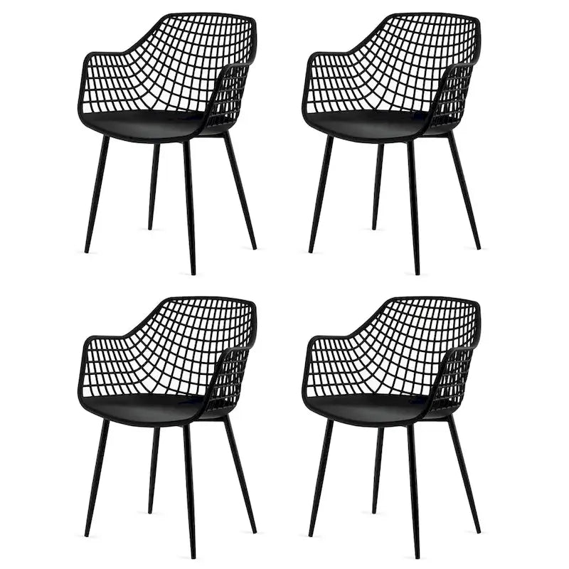 Costway Modern Dining Chair Set of 4 Plastic Shell Hollow withMetal