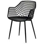 Costway Modern Dining Chair Set of 4 Plastic Shell Hollow withMetal