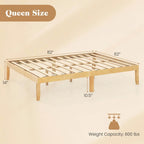 Costway Twin/Full/Queen Size Wooden Platform Bed Frame 14 with Rubber