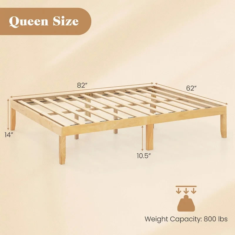 Costway Twin/Full/Queen Size Wooden Platform Bed Frame 14 with Rubber