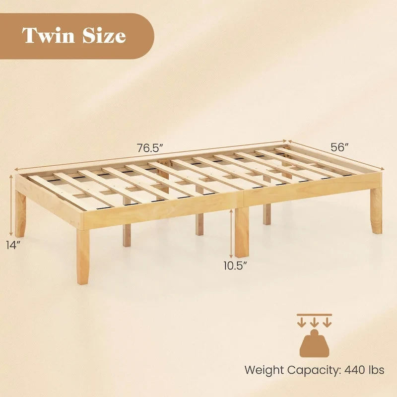 Costway Twin/Full/Queen Size Wooden Platform Bed Frame 14 with Rubber