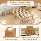 Costway Twin/Full/Queen Size Wooden Platform Bed Frame 14 with Rubber
