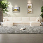 156.6 Corduroy U-Shape 4-Seater Sectional Sofa with Removable Slipcover, Deep Seat Design and French Edge Detailing