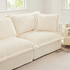 156.6 Corduroy U-Shape 4-Seater Sectional Sofa with Removable Slipcover, Deep Seat Design and French Edge Detailing