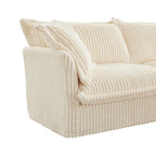 156.6 Corduroy U-Shape 4-Seater Sectional Sofa with Removable Slipcover, Deep Seat Design and French Edge Detailing