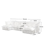 156.6 Corduroy U-Shape 4-Seater Sectional Sofa with Removable Slipcover, Deep Seat Design and French Edge Detailing
