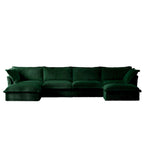 156.6 Corduroy U-Shape 4-Seater Sectional Sofa with Removable Slipcover, Deep Seat Design and French Edge Detailing