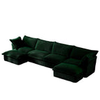 156.6 Corduroy U-Shape 4-Seater Sectional Sofa with Removable Slipcover, Deep Seat Design and French Edge Detailing