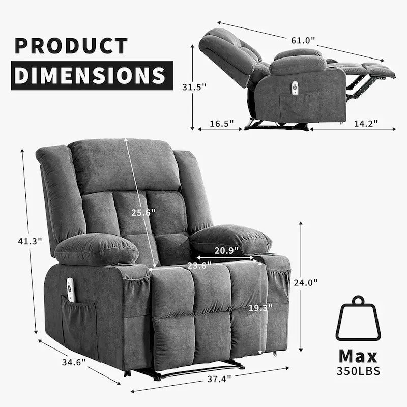 Remote Control Recliner Chair with Heat and Massage