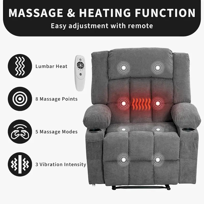 Remote Control Recliner Chair with Heat and Massage