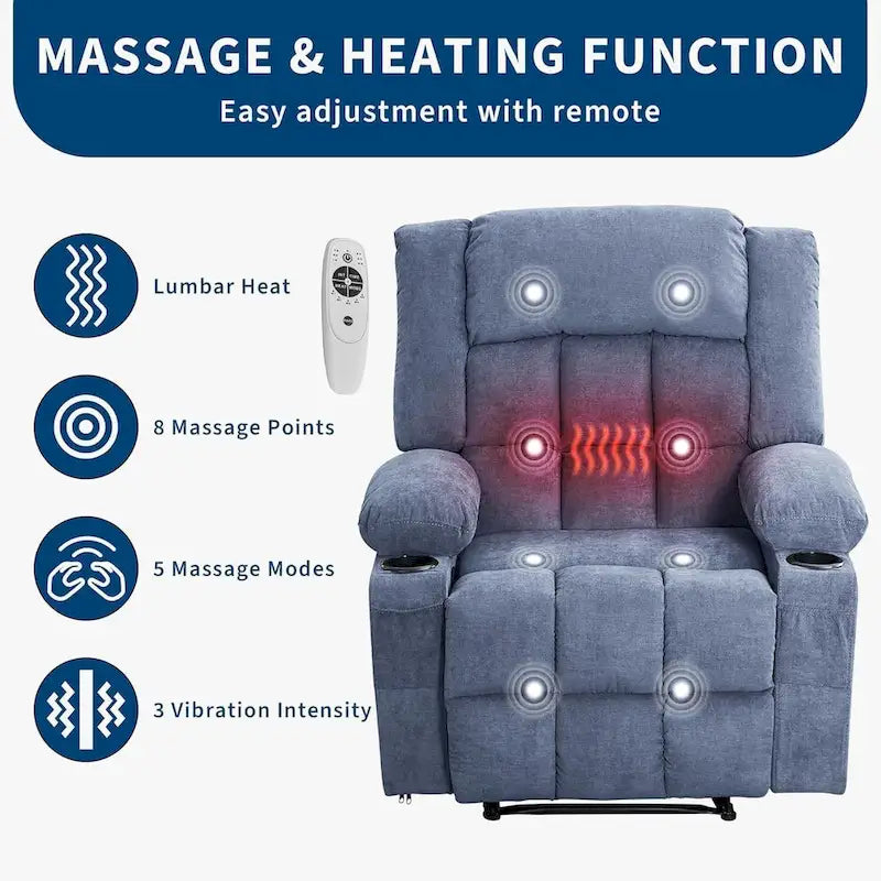 Remote Control Recliner Chair with Heat and Massage