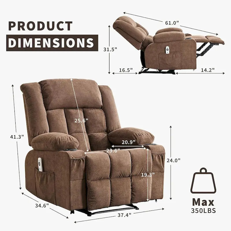 Remote Control Recliner Chair with Heat and Massage