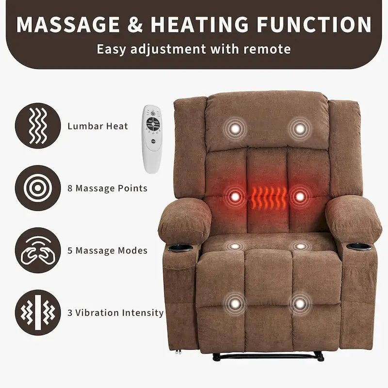 Remote Control Recliner Chair with Heat and Massage
