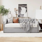 Twin Size Upholstered Daybed with Pop Up Trundle, Gray