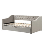Twin Size Upholstered Daybed with Pop Up Trundle, Gray