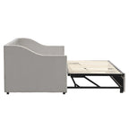 Twin Size Upholstered Daybed with Pop Up Trundle, Gray