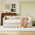 Twin Size Upholstered Daybed with Pop Up Trundle, Gray