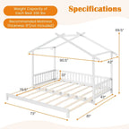 Gymax Wooden House Bed Twin to King Daybed w/ Safety Rails & Decorable