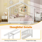 Gymax Wooden House Bed Twin to King Daybed w/ Safety Rails & Decorable