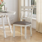 VECELO Solid Wood Dining Chairs with Linen Fabric SeatingKitchen Chairs Set of 2/4/6