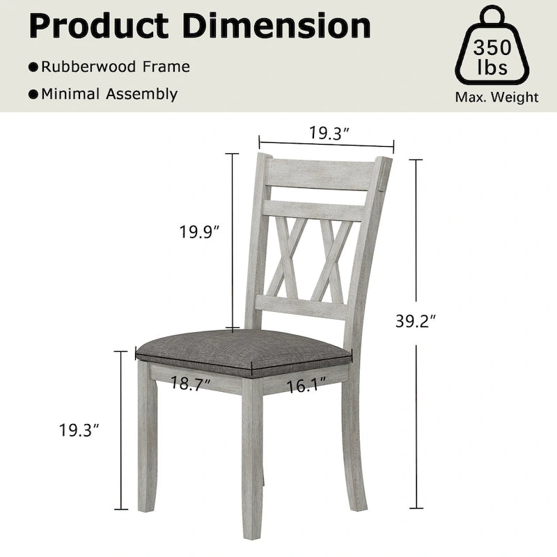 VECELO Solid Wood Dining Chairs with Linen Fabric SeatingKitchen Chairs Set of 2/4/6