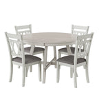 VECELO Solid Wood Dining Chairs with Linen Fabric SeatingKitchen Chairs Set of 2/4/6