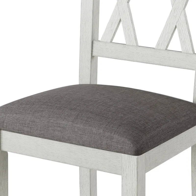 VECELO Solid Wood Dining Chairs with Linen Fabric SeatingKitchen Chairs Set of 2/4/6