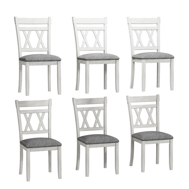 VECELO Solid Wood Dining Chairs with Linen Fabric SeatingKitchen Chairs Set of 2/4/6