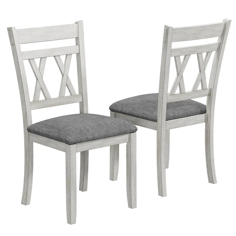 VECELO Solid Wood Dining Chairs with Linen Fabric SeatingKitchen Chairs Set of 2/4/6