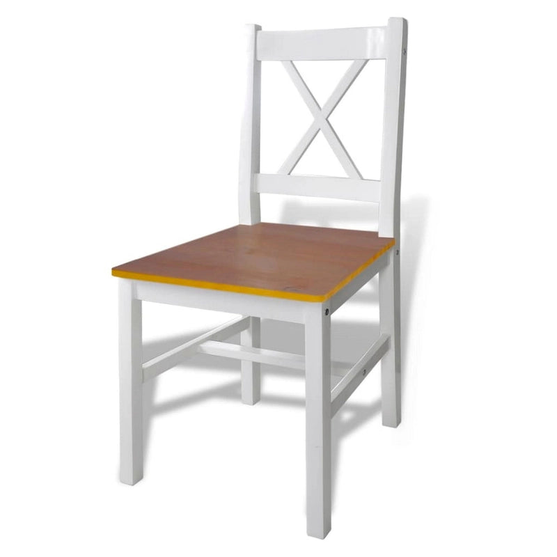 5pc Dining Table Set, 43 Inch Rectangular, 4 Chairs, Brown White Wood