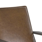 Amber Accent Chair, Handcrafted Slatted Mango Wood, Buffalo Leather Cushions, Angled Legs