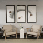 Amber Accent Chair, Handcrafted Slatted Mango Wood, Buffalo Leather Cushions, Angled Legs