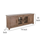 Anva TV Media Console, Shelves, Doors, Light Brown Mahogany, 74 Inch