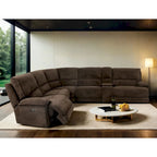 Furniture of America Renic Modern Dark Brown Reclining Sectional with Console and USB Ports