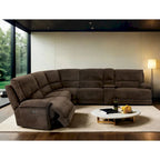 Furniture of America Renic Modern Dark Brown Reclining Sectional with Console and USB Ports