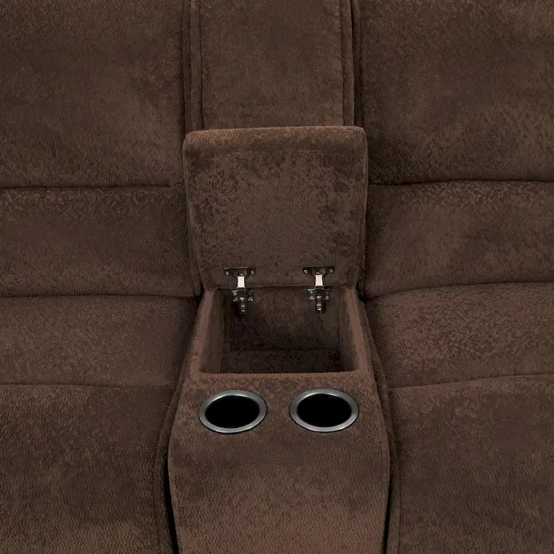 Furniture of America Renic Modern Dark Brown Reclining Sectional with Console and USB Ports