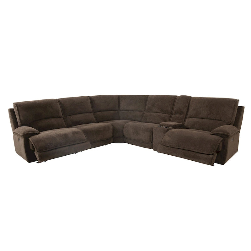 Furniture of America Renic Modern Dark Brown Reclining Sectional with Console and USB Ports