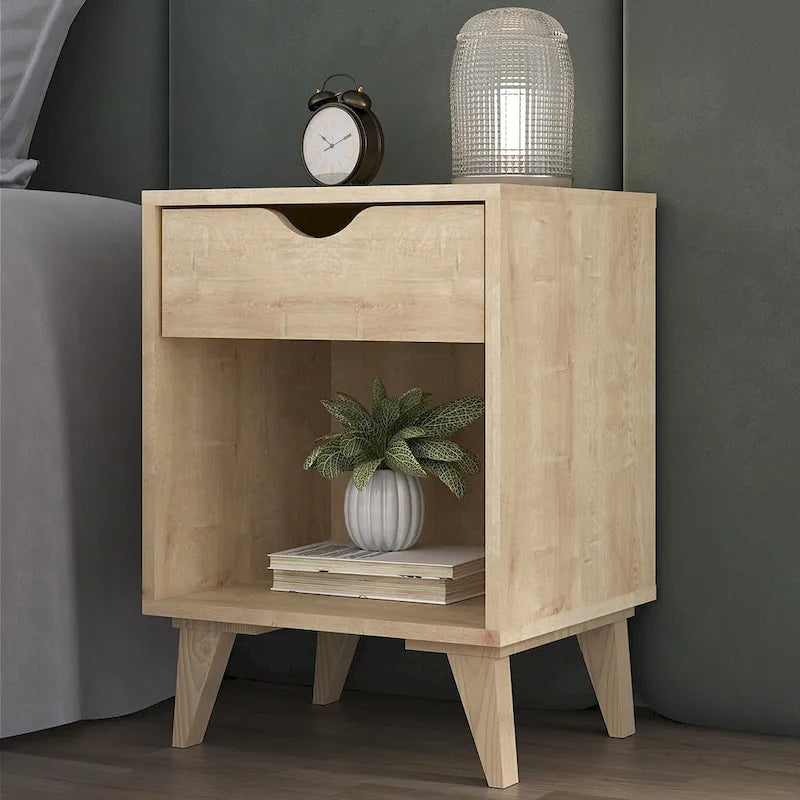 24-Inch Wood 2-Drawer Nightstand Modern Bedside or End Table with Storage