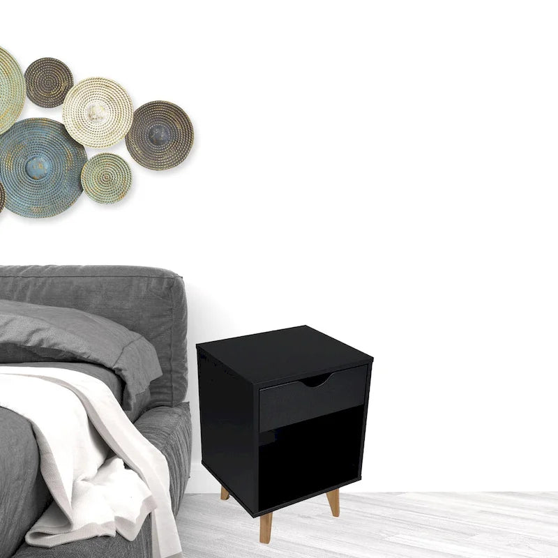 24-Inch Wood 2-Drawer Nightstand Modern Bedside or End Table with Storage