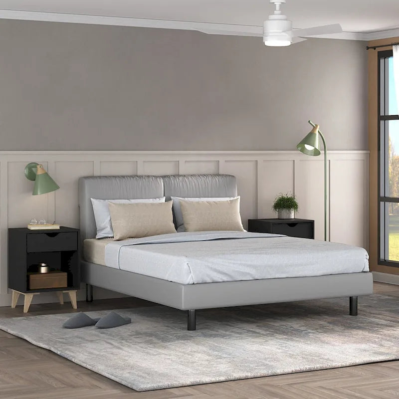 24-Inch Wood 2-Drawer Nightstand Modern Bedside or End Table with Storage