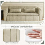 Velvet Upholstered Modern Convertible Sleeper Lounge Sofa Bed with Rolled Arms Decorated with Copper Nails