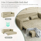 Velvet Upholstered Modern Convertible Sleeper Lounge Sofa Bed with Rolled Arms Decorated with Copper Nails