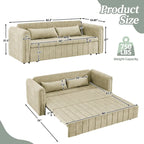 Velvet Upholstered Modern Convertible Sleeper Lounge Sofa Bed with Rolled Arms Decorated with Copper Nails
